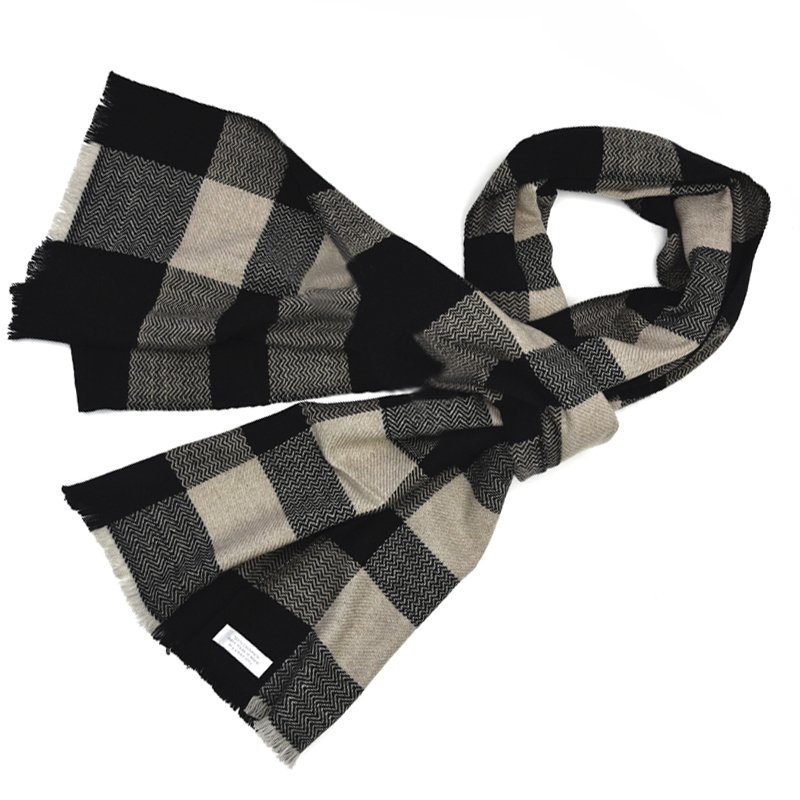 Pure Cashmere Scarves Black Plaid Women Fashional Winter Scarf